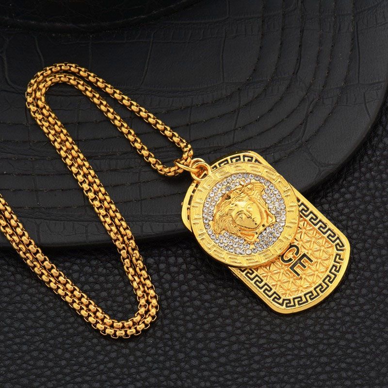 Fashion Character Gold Dog Tag Pendant