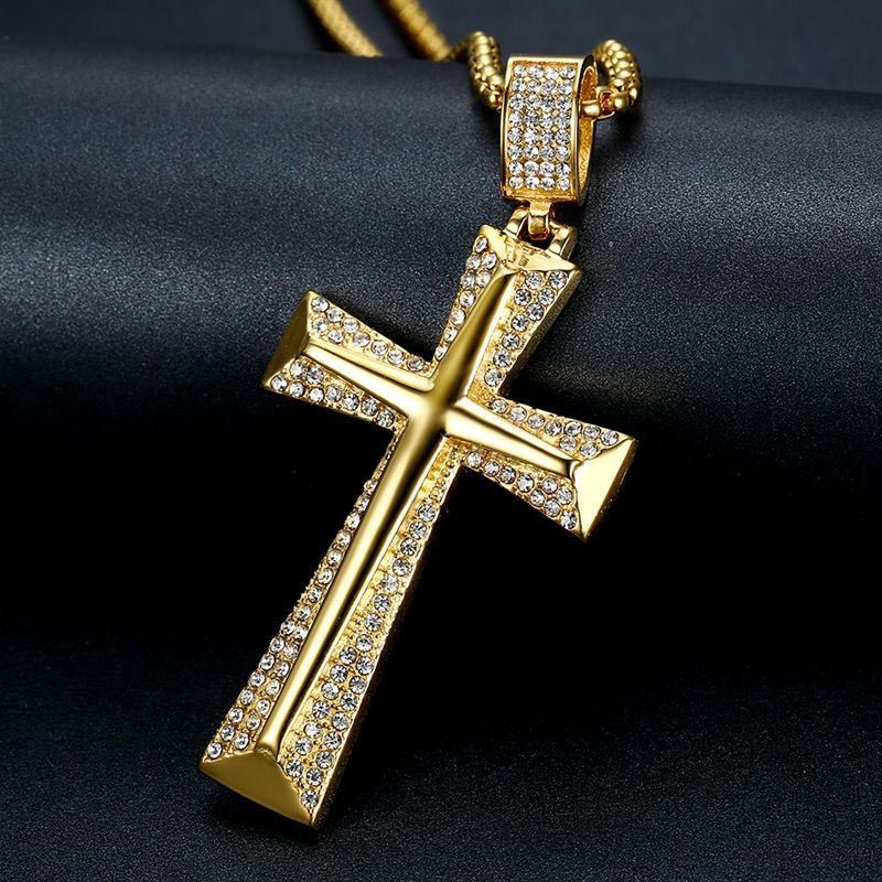 Gold Catholic Cross Pendant