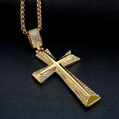 Gold Catholic Cross Pendant