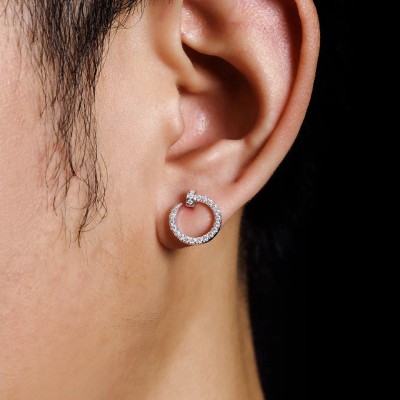 Iced Circle Nail Stud Earrings