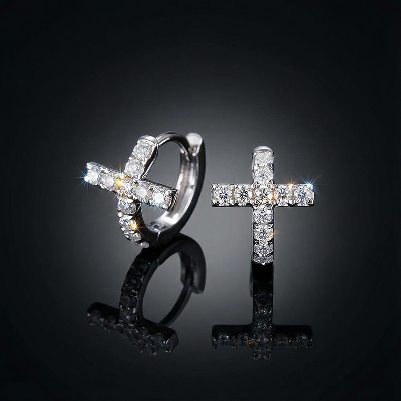 Iced Cross Hoop Earrings Iced Cross Hoop Earrings