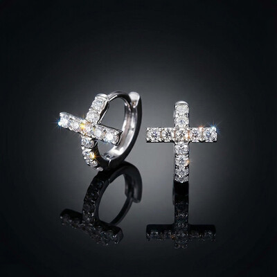 Iced Cross Hoop Earrings