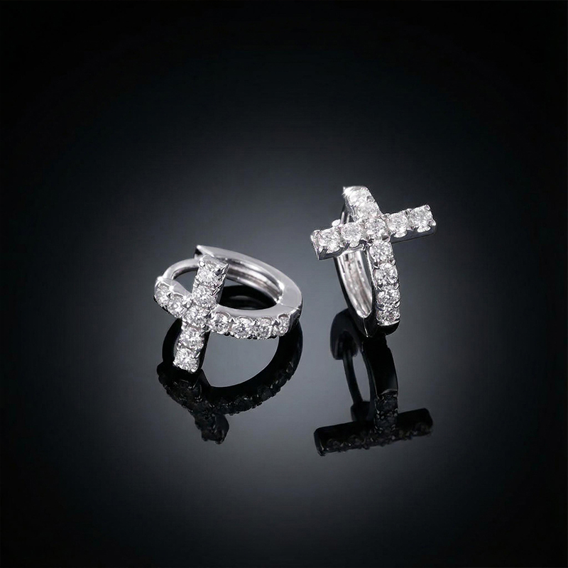 Iced Cross Hoop Earrings Iced Cross Hoop Earrings