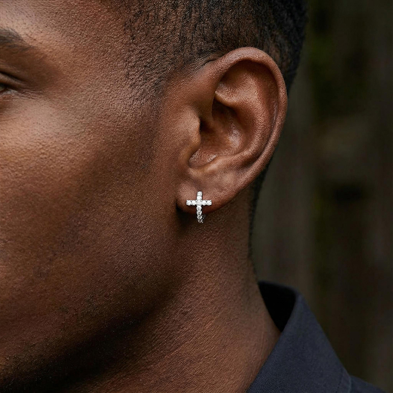 Iced Cross Hoop Earrings Iced Cross Hoop Earrings