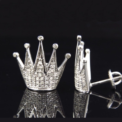 Micro Paved Crown Stud Earrings