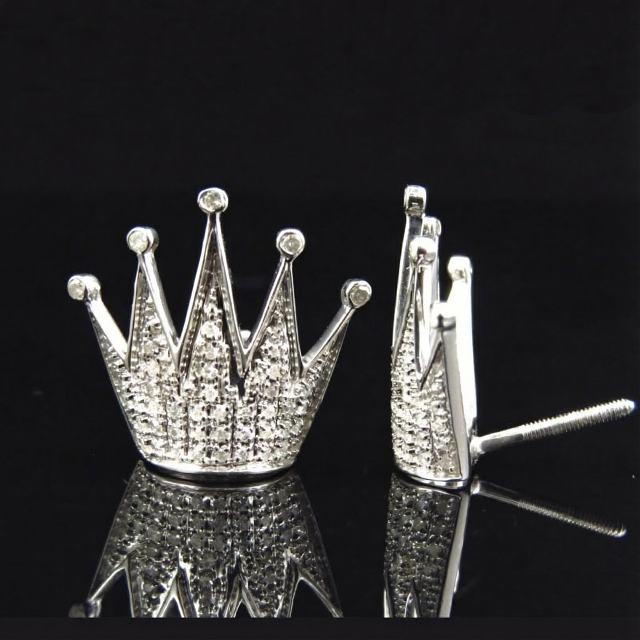 Micro Paved Crown Stud Earrings