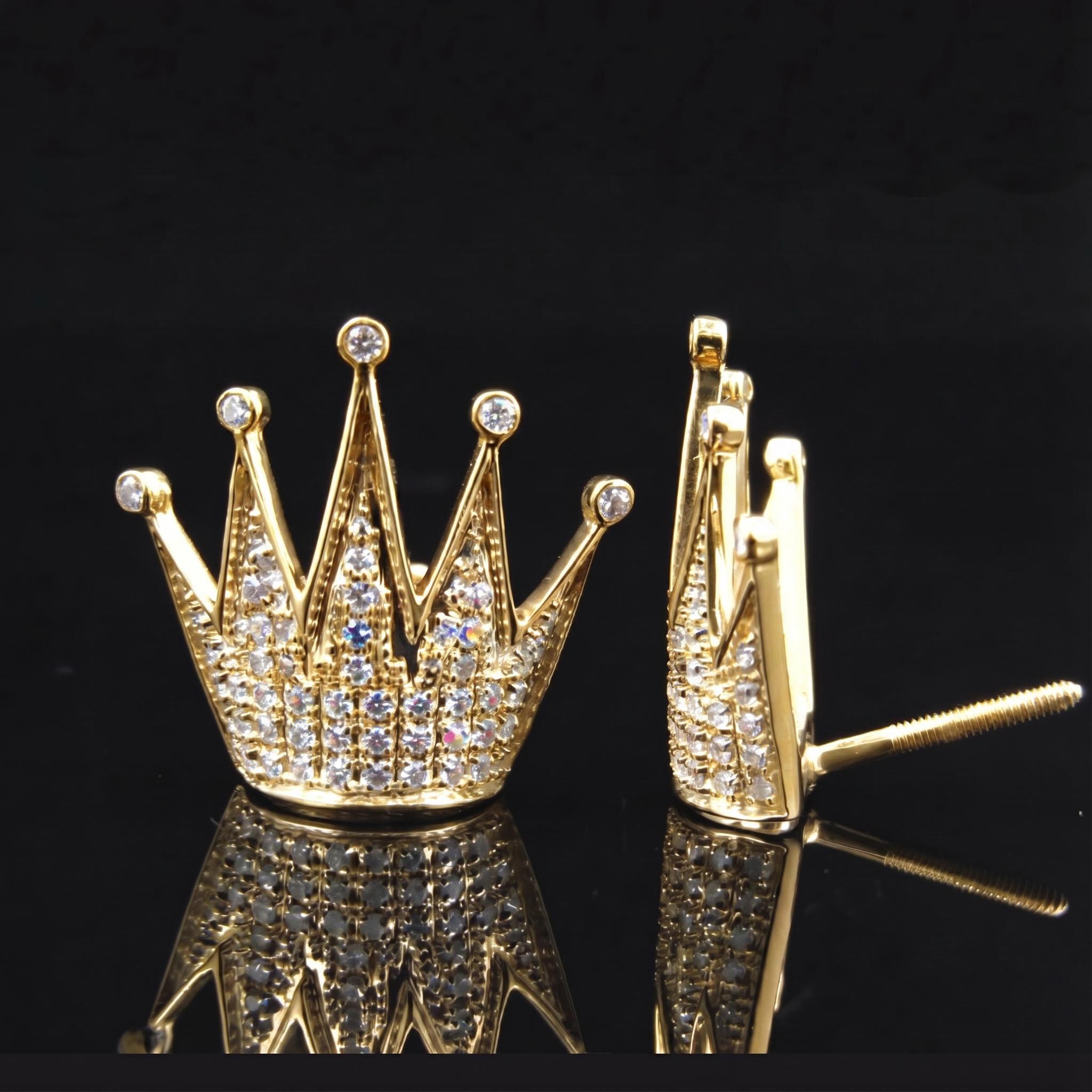 Micro Paved Crown Stud Earrings Micro Paved Crown Stud Earrings