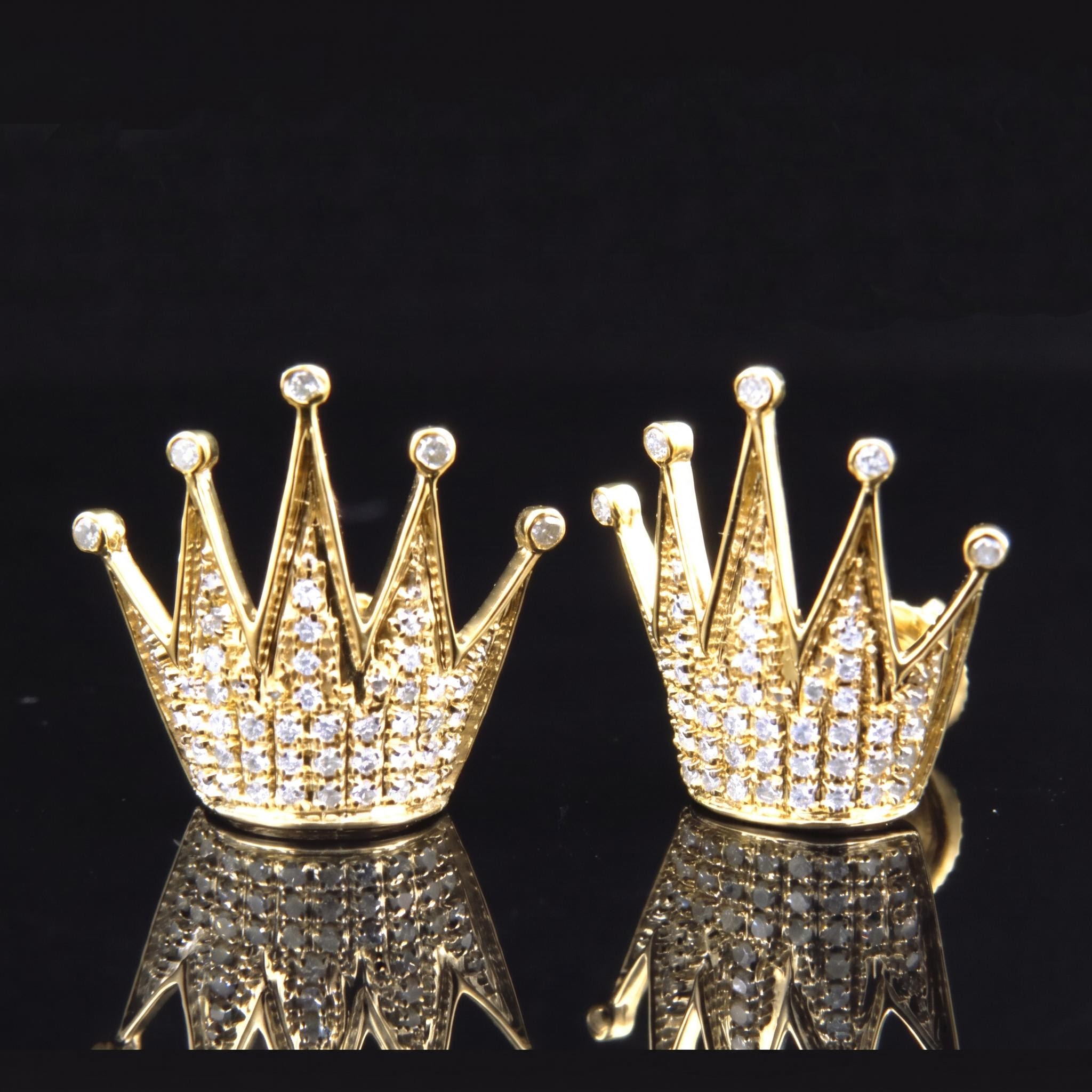 Micro Paved Crown Stud Earrings Micro Paved Crown Stud Earrings