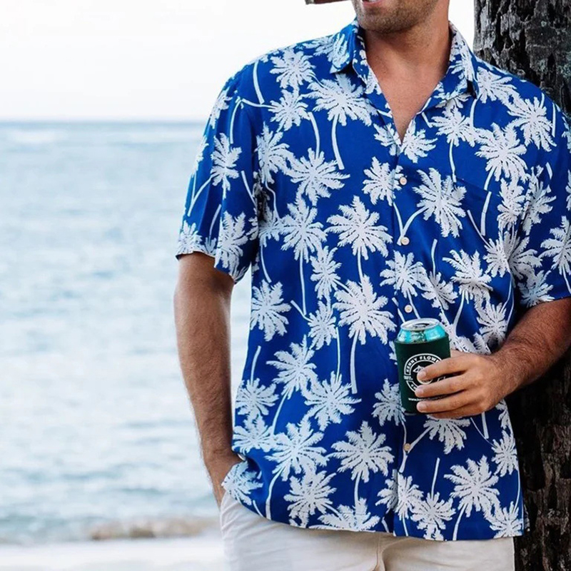 Hawaiian Print Beach Short Sleeve Shirt