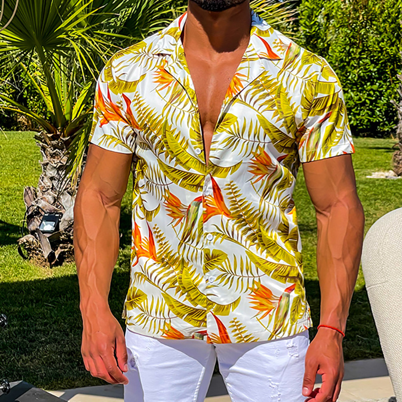 Hawaiian Print Beach Short Sleeve Shirt
