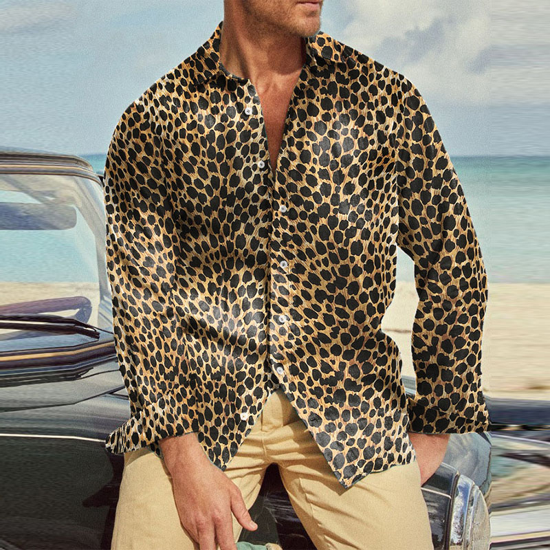 Leopard Polka Dot Resort Long-Sleeved Shirt