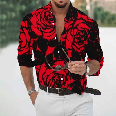 Resort Style Leopard Print Rose Print Shirt