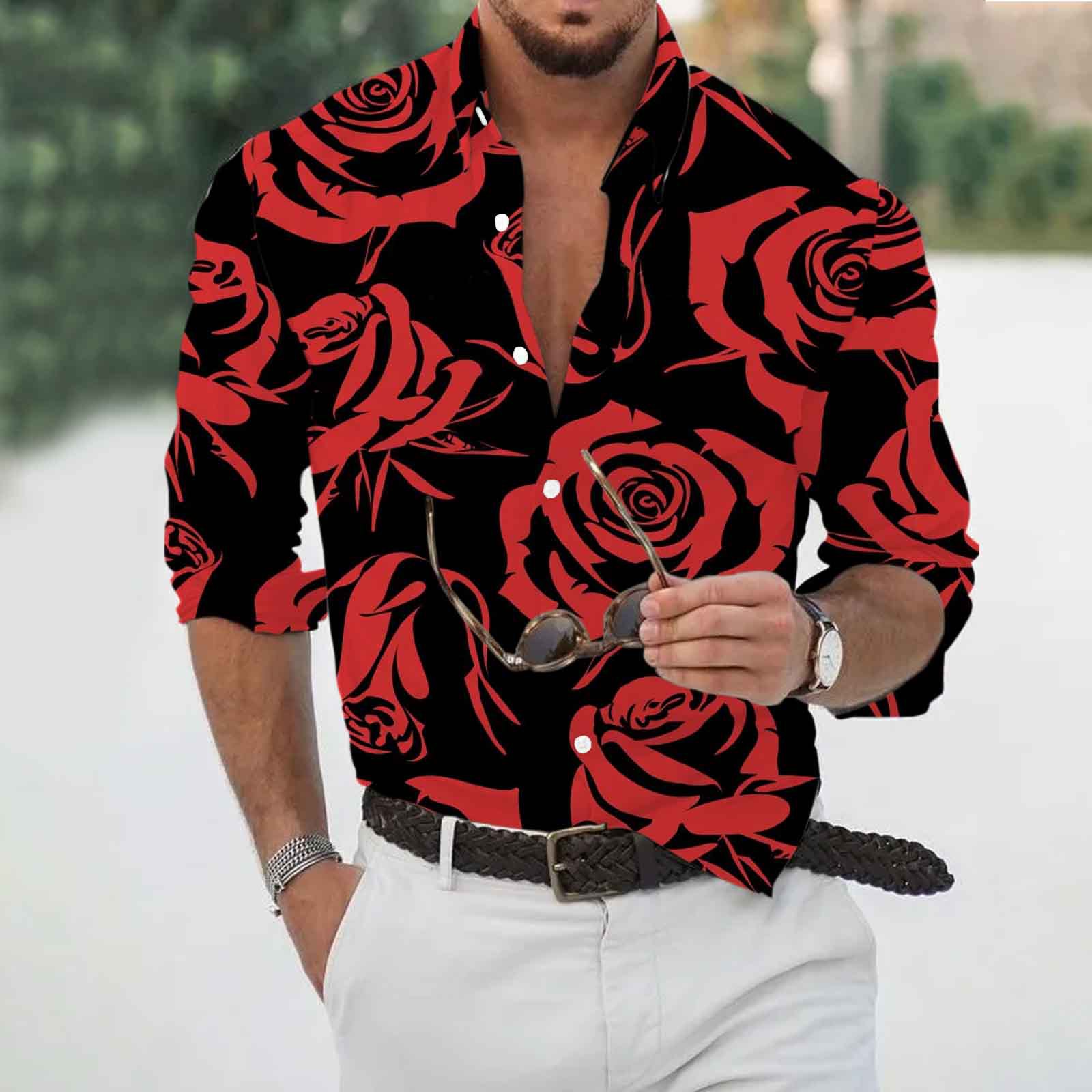Resort Style Leopard Print Rose Print Shirt