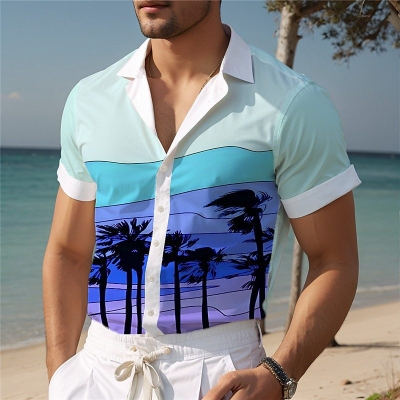 Tropical Print Hawaiian Short Sleeve Shirt