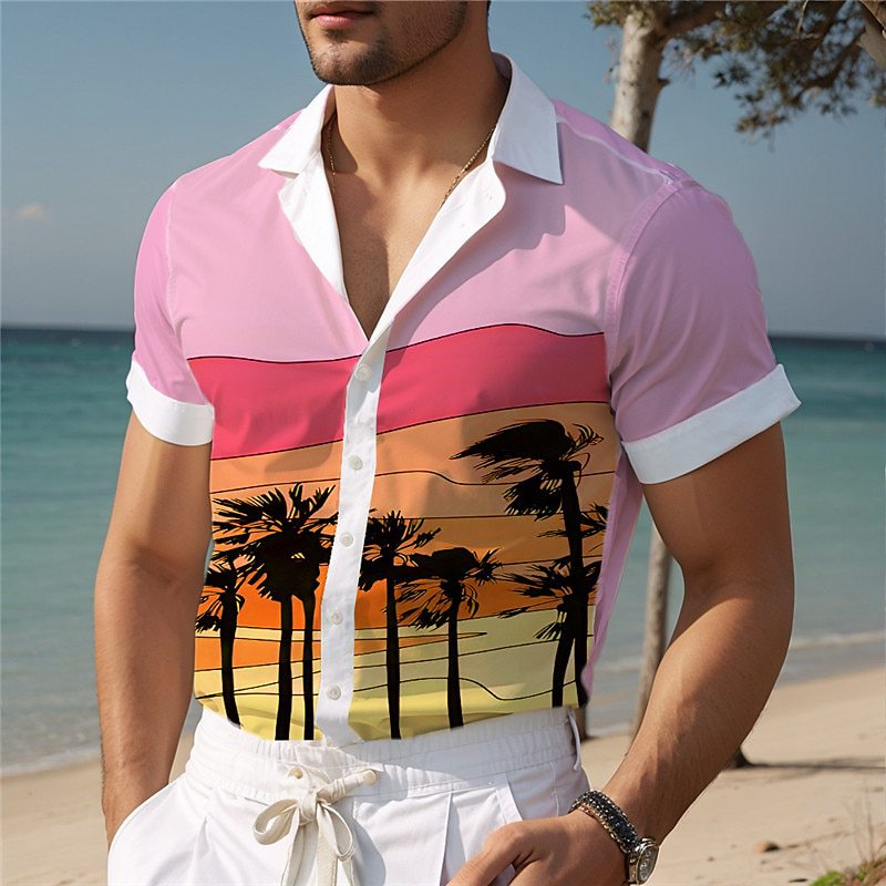 Tropical Print Hawaiian Short Sleeve Shirt