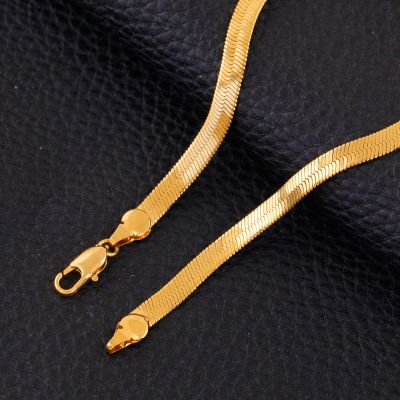 6mm Titanium Steel Herringbone Bracelet in Gold