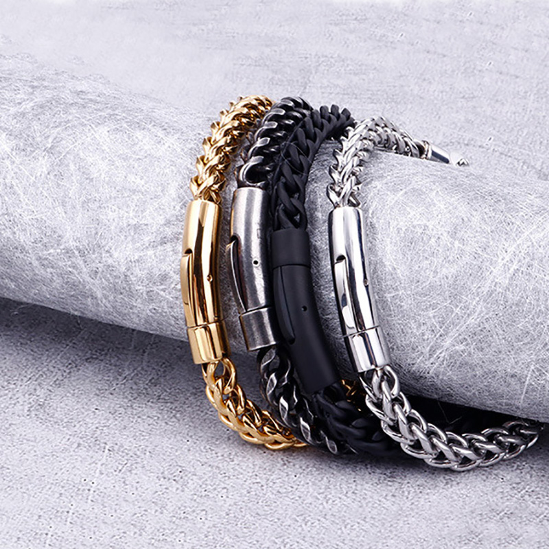 Bike Chain with Franco Steel Bracelet in Gold