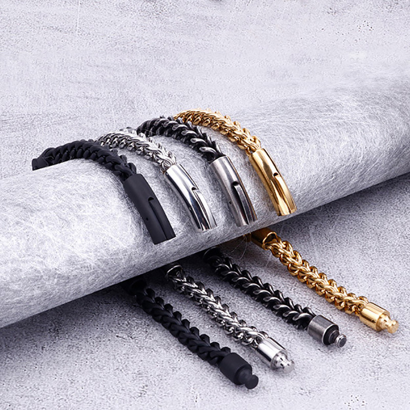 Bike Chain with Franco Steel Bracelet in Gold