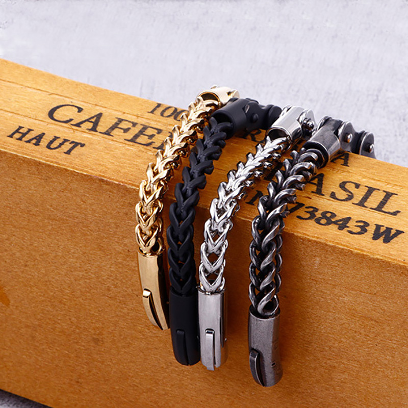 Bike Chain with Franco Steel Bracelet in Gold