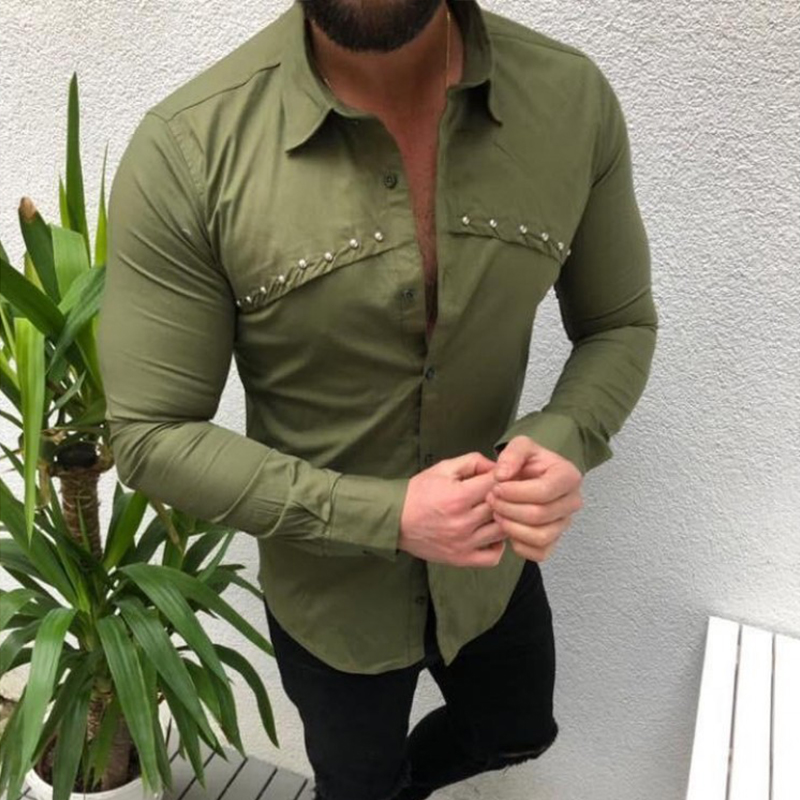 Men's Casual Lapel Collar Solid Color Shirt