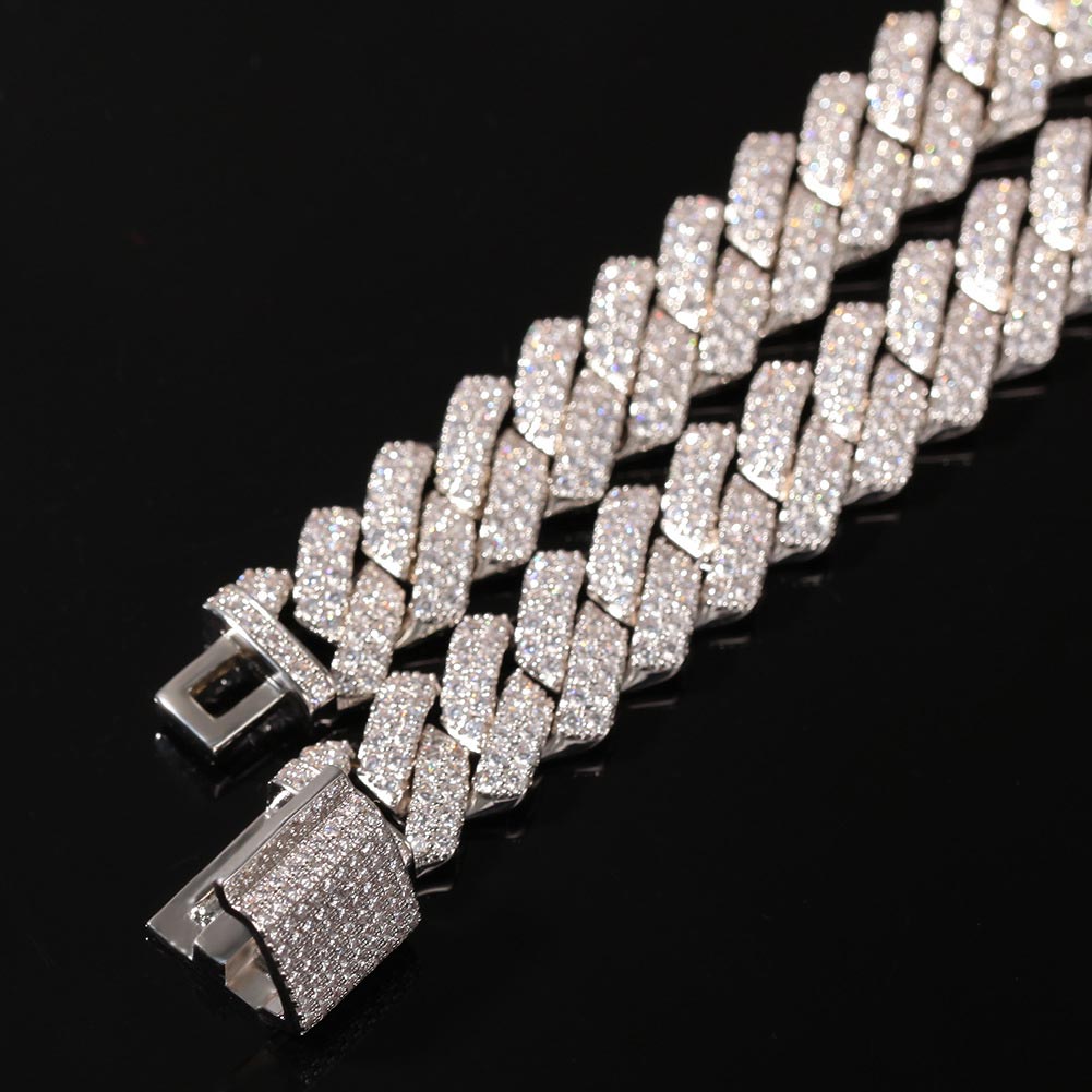 13mm 18" Iced Cuban Chain in White Gold