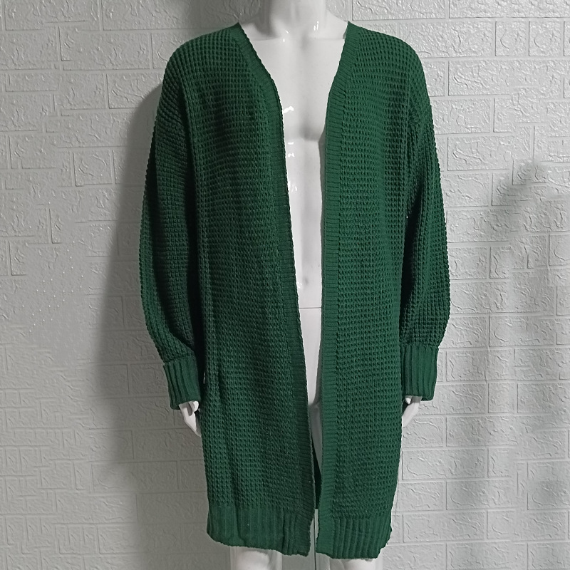 Solid Color Loose Knit Long Cardigan