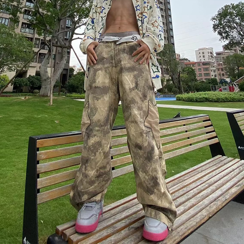 High Street Star Zipper Camouflage Pants