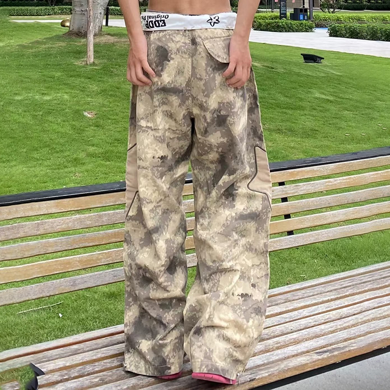 High Street Star Zipper Camouflage Pants