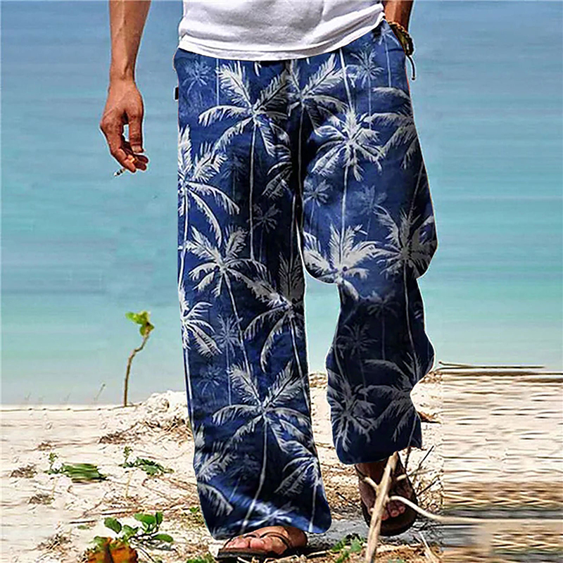 Men's Loose Belt Drawstring Printed Sweatpants