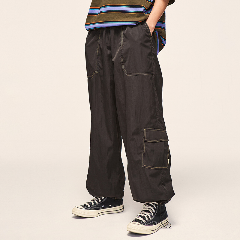 Three Dimensional Pocket Utility Drawstring Casual Pants