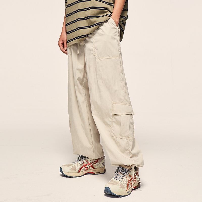 Three Dimensional Pocket Utility Drawstring Casual Pants