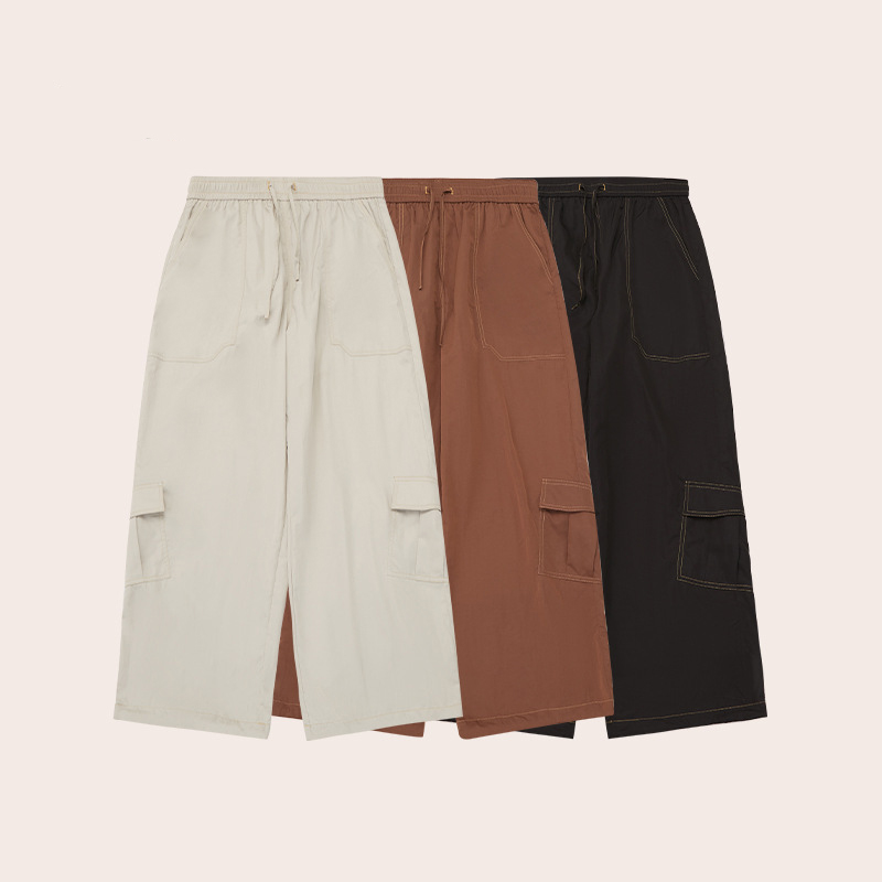 Three Dimensional Pocket Utility Drawstring Casual Pants