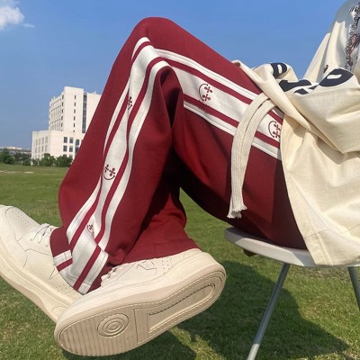 Retro Patchwork Contrasting Sports Casual Pants