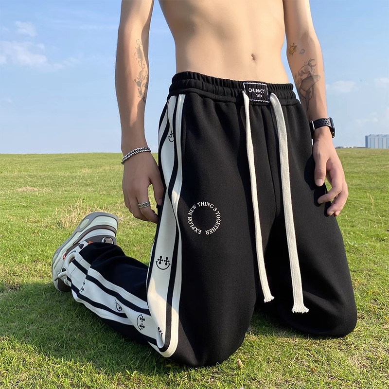 Retro Patchwork Contrasting Sports Casual Pants