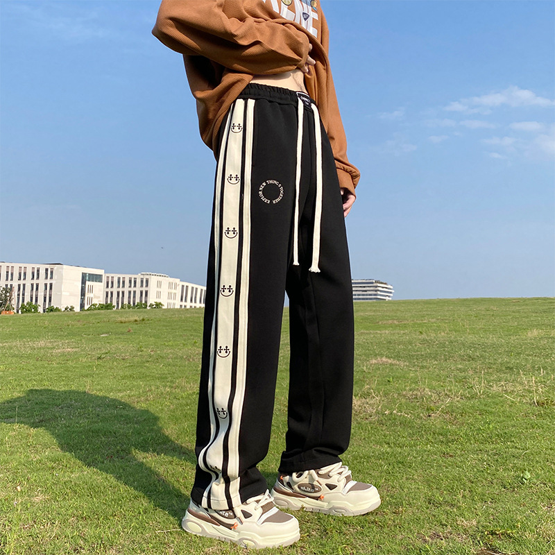 Retro Patchwork Contrasting Sports Casual Pants