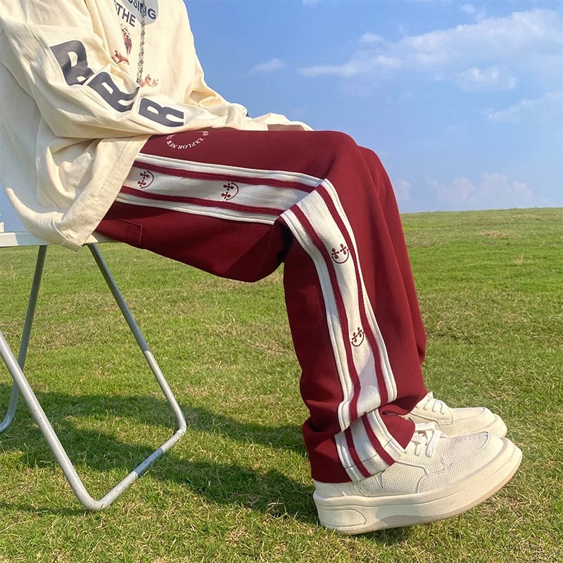 Retro Patchwork Contrasting Sports Casual Pants