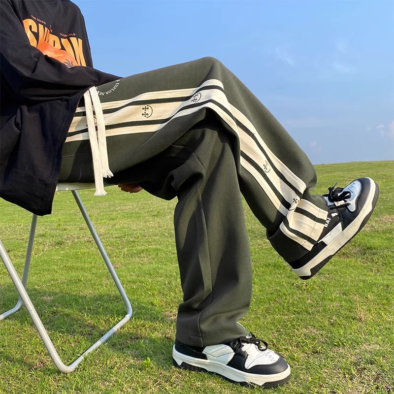 Retro Patchwork Contrasting Sports Casual Pants