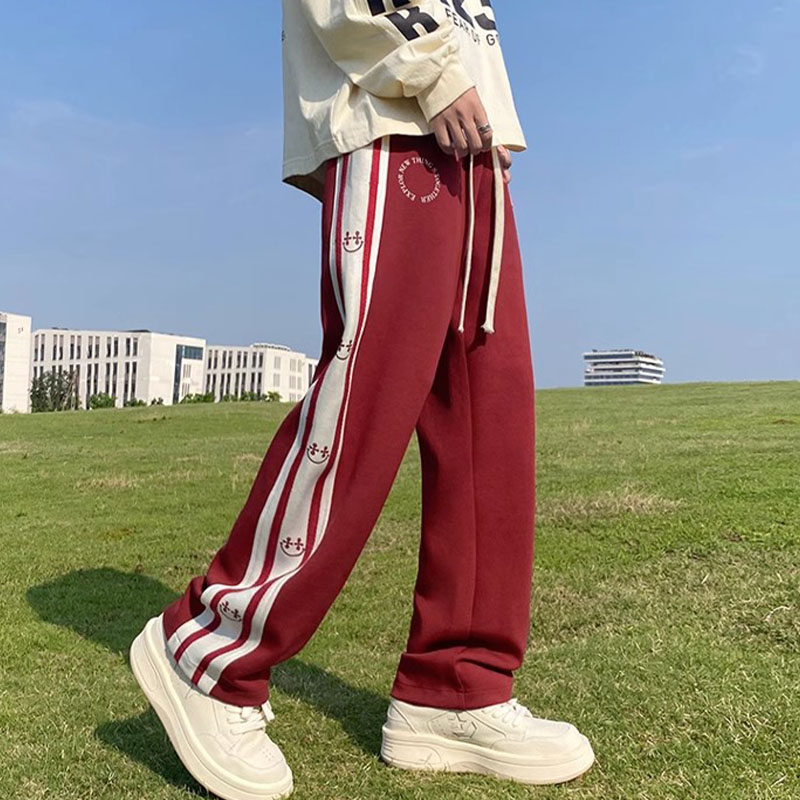 Retro Patchwork Contrasting Sports Casual Pants