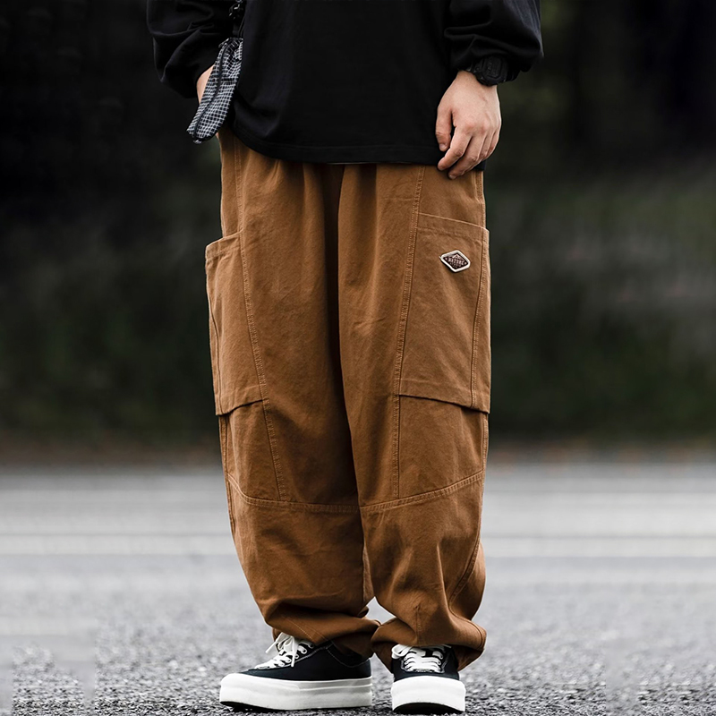 Solid Color Large Pockets Casual Cargo Pants