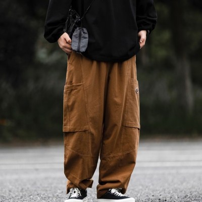 Solid Color Large Pockets Casual Cargo Pants