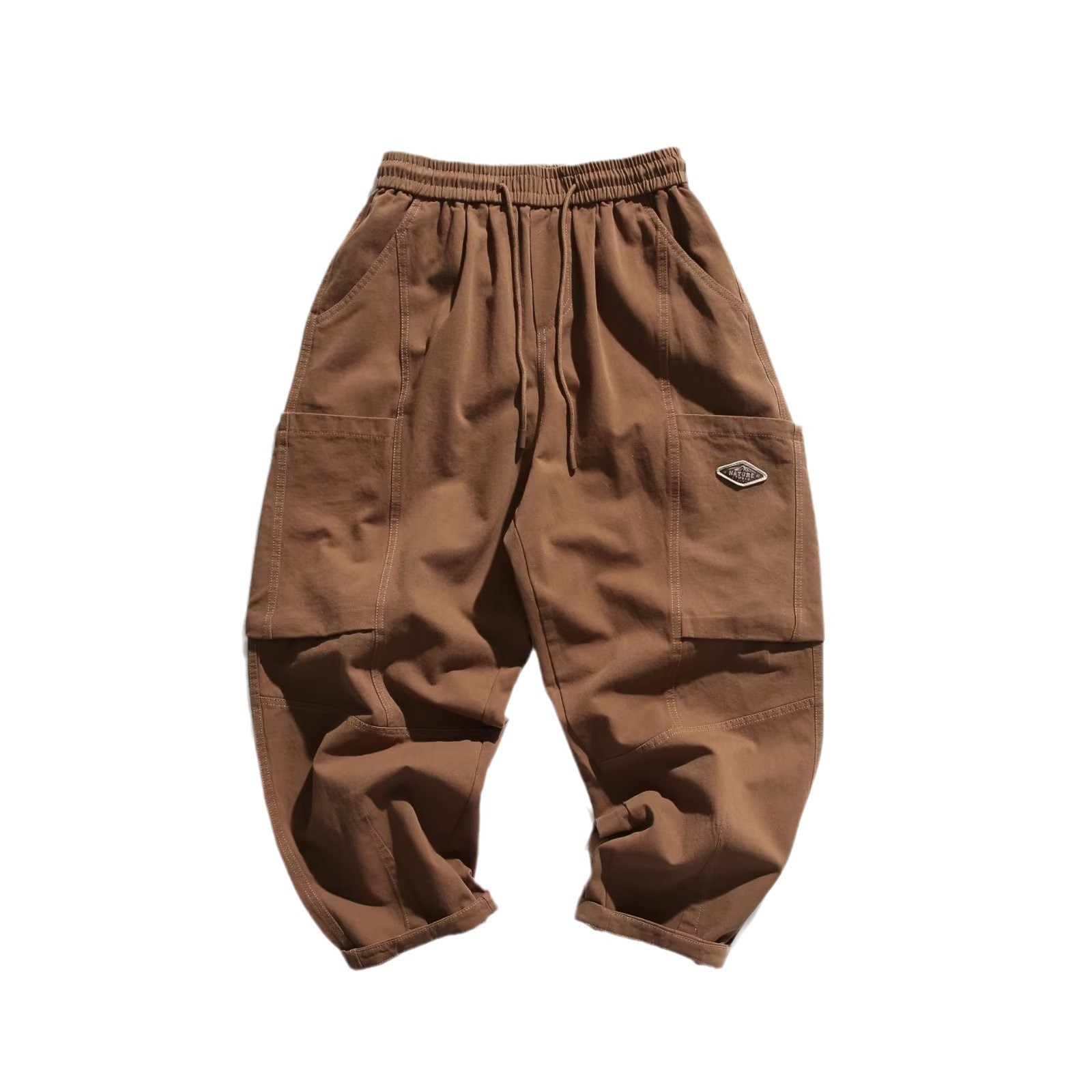 Solid Color Large Pockets Casual Cargo Pants