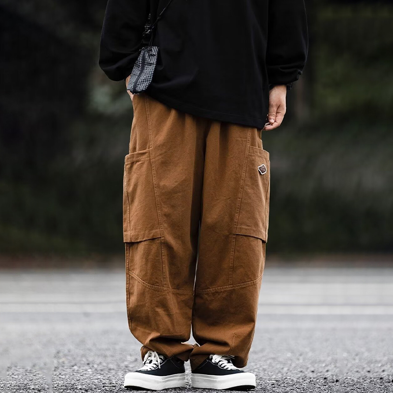 Solid Color Large Pockets Casual Cargo Pants