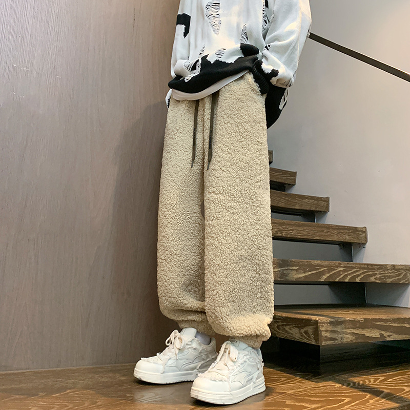 Lambskin Plush Loose Casual Pants