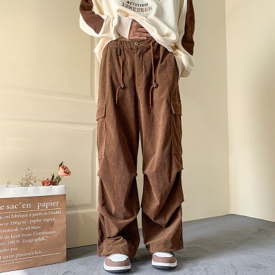 Corduroy Retro Large Pocket Leggings Overalls Pants