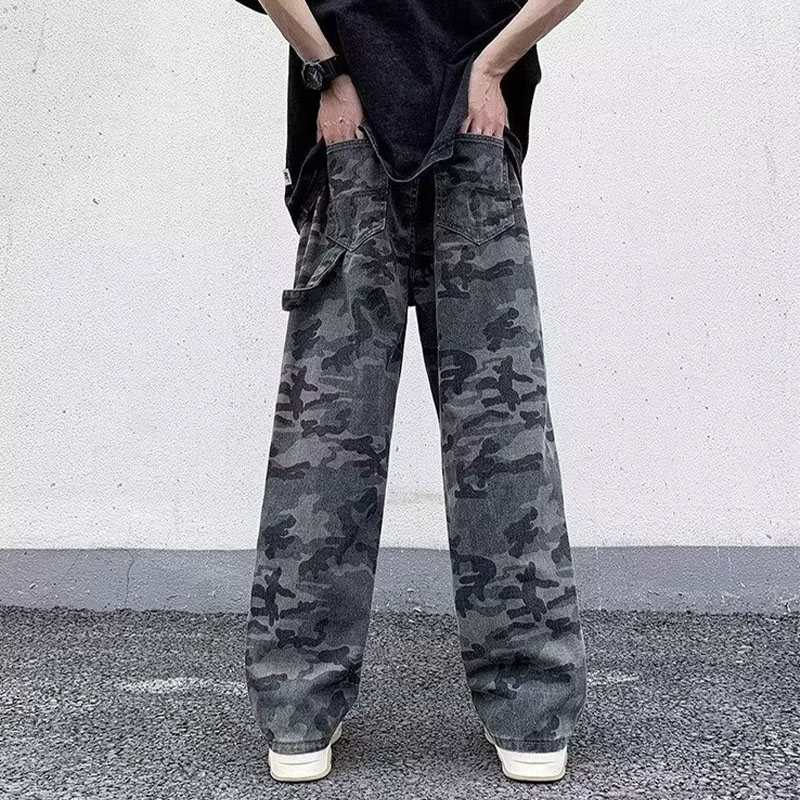 Camouflage Patchwork Straight-Leg Pants