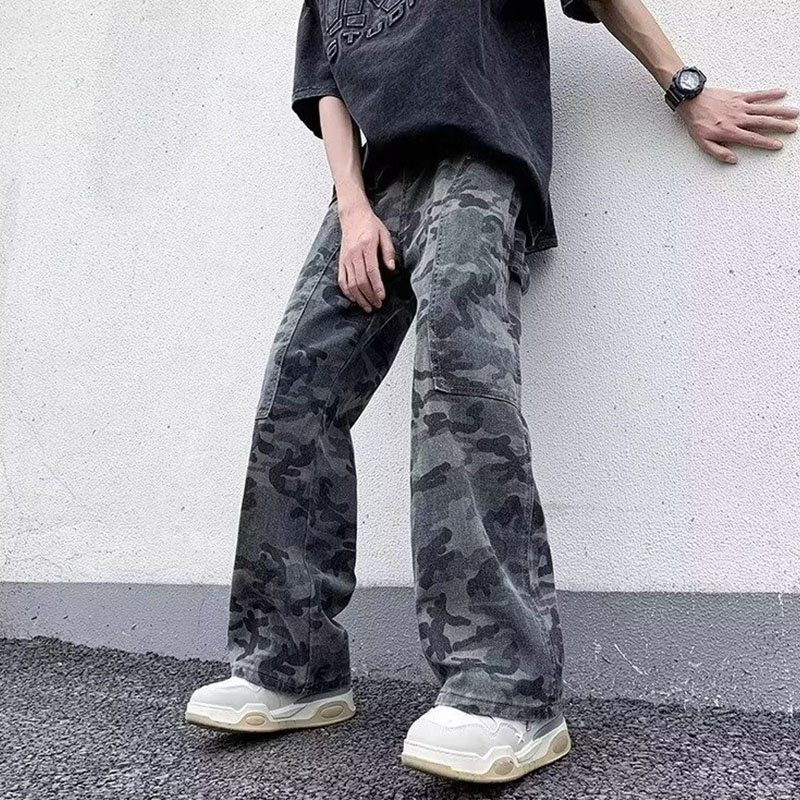 Camouflage Patchwork Straight-Leg Pants