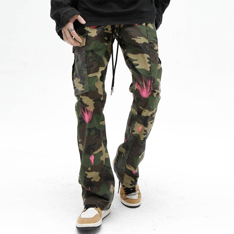 Hiphop Micro Horn Splash Ink Camouflage Pants