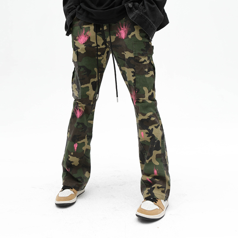 Hiphop Micro Horn Splash Ink Camouflage Pants