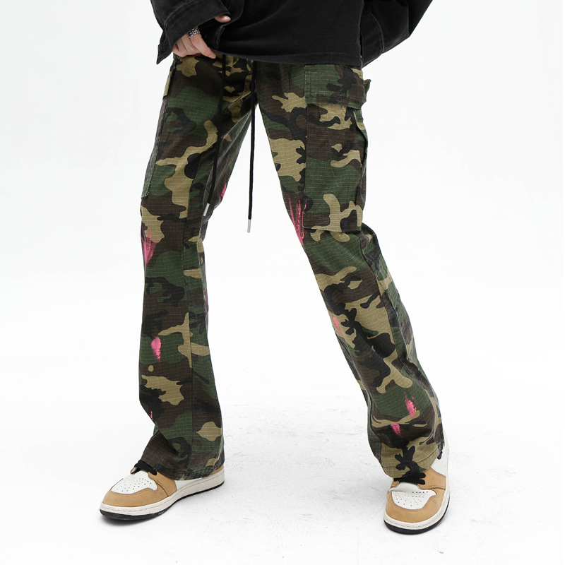 Hiphop Micro Horn Splash Ink Camouflage Pants