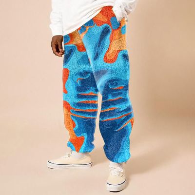 Flannel Thermography Printed Casual Pants